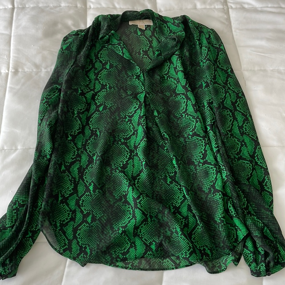 Green Snake Print Michael Kors Blouse